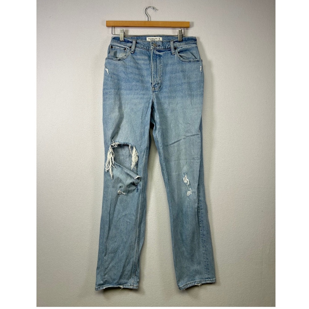 Grunge Abercrombie & Fitch Womens 28/6R Light Blue 90s Straight Curve Love Jeans